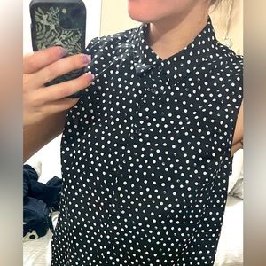 A new day sleeveless polka dot button up